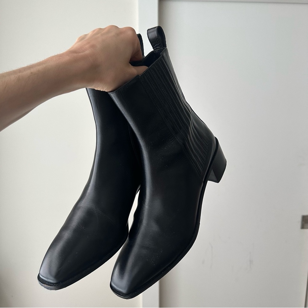 Aeyde Neil Black Leather Block Heeled Boots